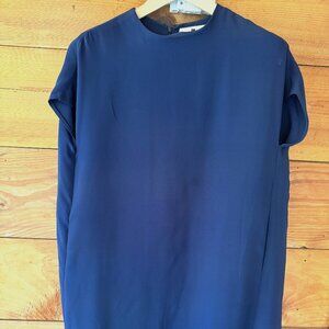 Lisa Perry Silk Shift Dress Navy